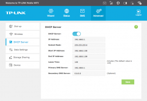 DHCP Server configuration.