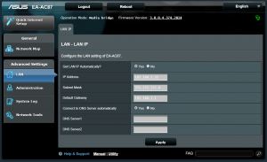 Asus EA-AC87 LAN IP configuration.