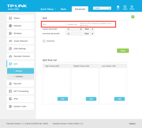 TP-LINK C2600 QOS