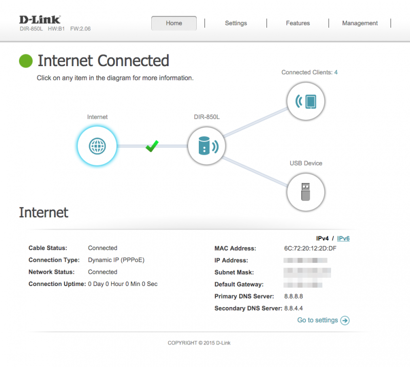 D-Link DIR-850L UI