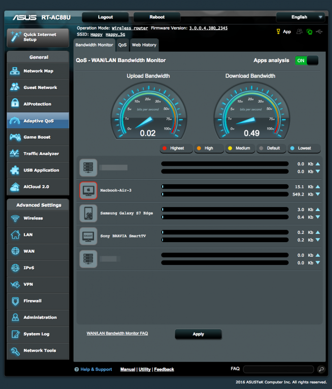 Asus RT-AC88U Adaptive Qos