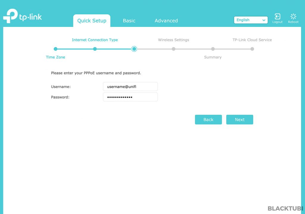 Step 3: Insert your PPPOE details