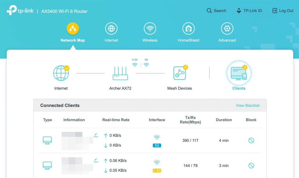 Archer AX73 Web Interface